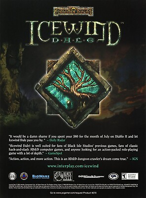 #ad Icewind Dale 1 PC Original 2001 Ad Authentic Forgotten Realm Video Game Promo v1 $17.99