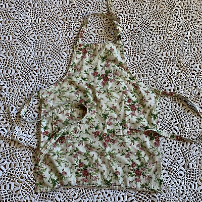 #ad Never Dull Apron Company Floral Pink White Green Toddler Apron Cooking Baking $6.00