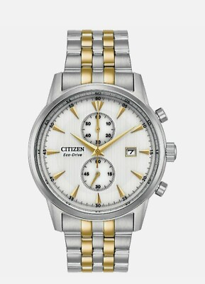 #ad Citizen Eco Drive Men#x27;s Chronograph Two Tone Bracelet 43mm Watch CA7004 54A $199.00