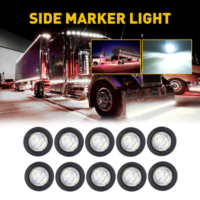 #ad 10x Mini Marker Side Round lights Truck RV Trailer White 3 4quot;LED Bullet Light Bu $11.39