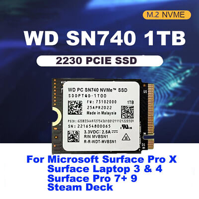 NEW 1TB WD SN740 M.2 2230 SSD NVMe PCIe For Microsoft Surface Pro 7 Steam Deck $103.20