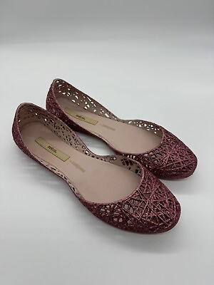 #ad Campana Zigzag Pink Flats by Melissa Size 8 $34.95