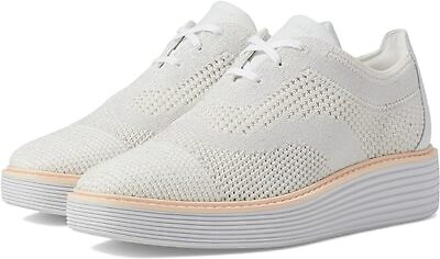 #ad Cole Haan Original Grand Platform Stitchlite Optic White Silver Knit Sneakers $64.60