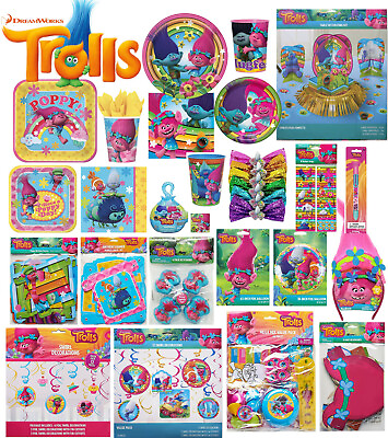 #ad TROLLS Party Birthday Plates Cups Napkins Balloons Decoration Banner Favors $3.95