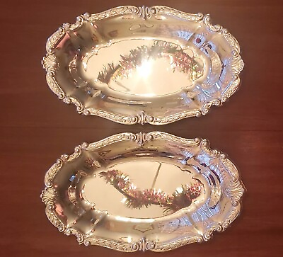 #ad Vintage Silverplate Serving Trays Set of 2 Sheridan $31.99