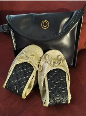 #ad 🌹2 PACK BUNDLE🌹New Monat Black Bag Size Small amp; Gold Shimmery Slippers Size 8 $19.99