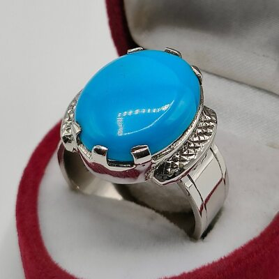 #ad Natural Neshapuri Turquoise Handmade Ring for Men amp; Women in Sterling Silver GBP 113.28