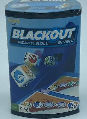 #ad NIB Blackout Ready Roll Bingo Dice Card Game by FUNDEX 2008 Carry all Container $7.99