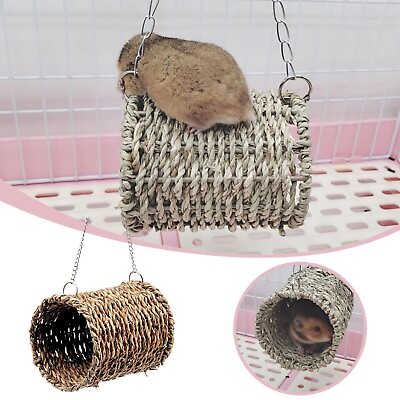 #ad Hamster Holl And Pig Dragon Cat Squirrel Parrot Grass Woven Hanging Nest $15.08