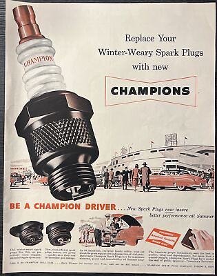 #ad 1951 Champions Spark Plug Vintage Ad Print 1950#x27;s Automotive $7.00