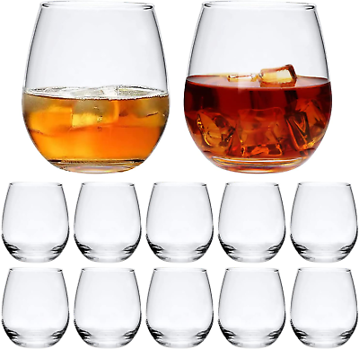 #ad Stemless Wine Glasses Set of 1216 OZ Stemless Wine Glass CupsClear Christmas R $39.36