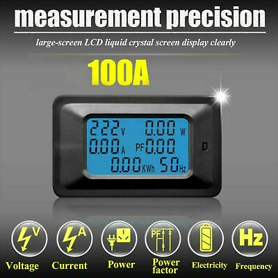 #ad 100A AC Voltage Voltmeter Ammeter LCD Digital Panel Power Watt Meter Monitor $14.59