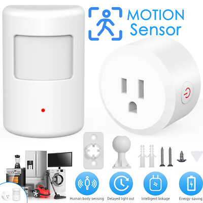 #ad Wireless PIR Motion Sensor Plug Wireless Switch Socket for Light Air conditioner $16.10