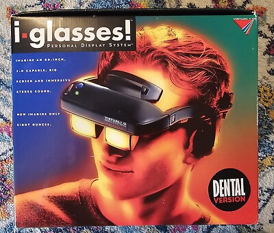 #ad Virtual IO i Glasses Headset Virtual Display Systems 1995 COMPLETE KIT turns On $975.00