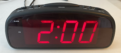#ad Electric or Battery Alarm Clock Model 1212 Large Number Red Display Black Works $15.98