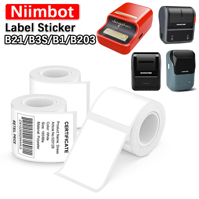 #ad NIIMBOT Label Sticker for B1 B21 B3S B203 Thermal Printer White Clear Paper Roll $11.20