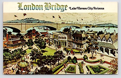 #ad 1970s English Village London Bridge Lake Havasu City Arizona AZ Postcard $4.25