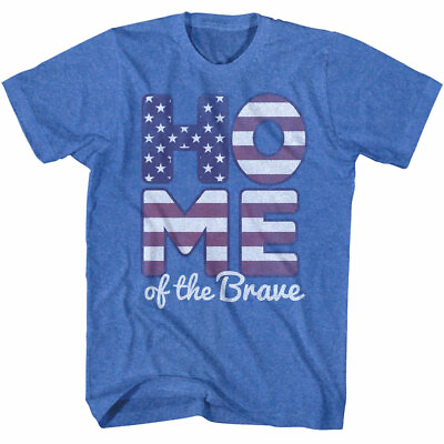 #ad American Society Home of the Brave Men#x27;s T Shirt USA Flag Stars Stripes July 4th $26.50