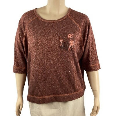 #ad Lane Bryant Sweatshirt Size 18 20 Copper Metallic Half Sleeve $14.99