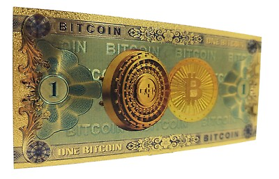 #ad Gold Plated 1 Bitcoin Banknote Rare Collectible Perfect Gift Idea $5.29