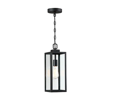 #ad 17 in. H 1 Light Matte Black Outdoor Hanging Lantern Pendant $63.99