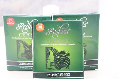 #ad Lot of 3 NEW in box RESHMA HENNA NATURAL BLACK HAIR COLOR. Best Price $12.59