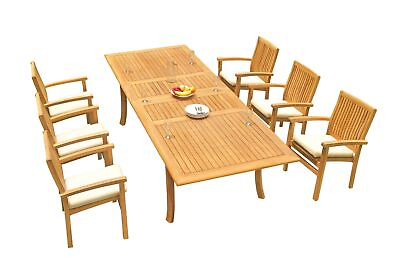 #ad DSWV A Grade Teak 7pc Dining Set 118quot; Rectangle Table 6 Stacking Arm Chairs $2627.35