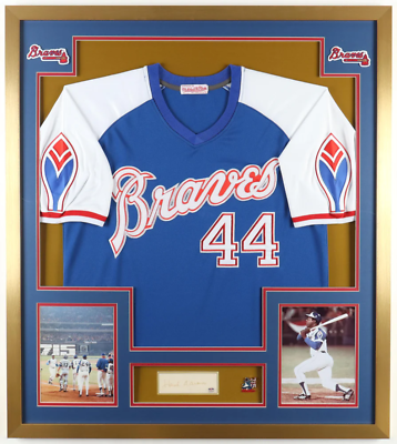 #ad Hank Aaron Signed Braves Custom Framed Cut Display With Vintage 1974 HR Record P $1499.00