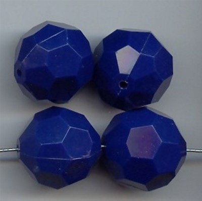 #ad 12 VINTAGE NAVY BLUE ACRYLIC 20mm. FACETED ROUND BEADS 5478 $3.74