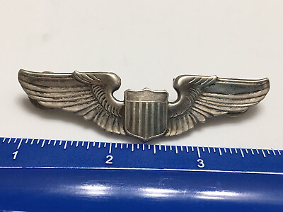 #ad WWII US Air Force Full Size Pilot Wings 3” Air Corps Sterling Clutches $84.99