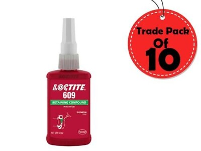 #ad Brand new Trade Pack Of 10 Loctite 609 50 ml Medium Strength Green Retaining Com $195.00