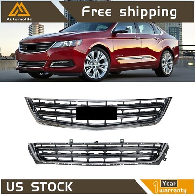 #ad 2pcs Chrome Black Front Upper amp; Lower Grille Set for Chevrolet Impala 2014 2020 $70.93