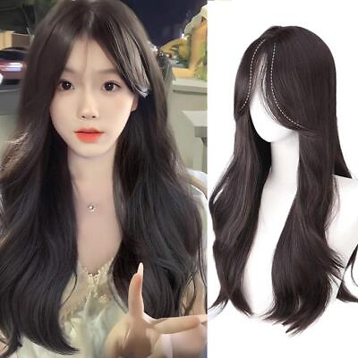 #ad Korean style S slit Long Curly Hair Synthetic Natural Middle parted Curly F E7V1 $17.40