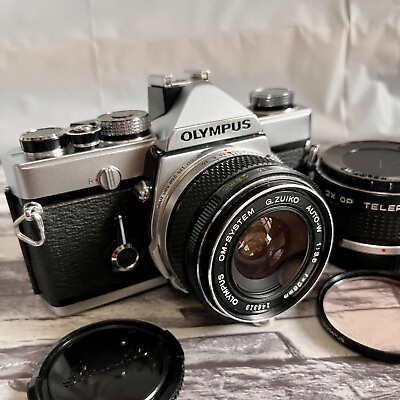 #ad OLYMPUS OM 1 SLR Film Camera w Ｇ.ZUIKO AUTO W 28mm F3.5 Lens＋TELEPLUS $110.00