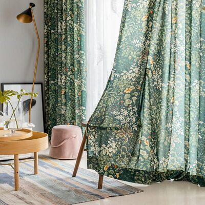 #ad Modern Green Leaf Printed Curtains for Living Room Bedroom Window Home Decor $164.46