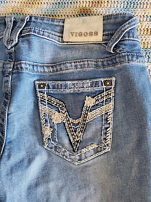 #ad Vigoss Women#x27;s Distressed Jeans 11 12 Length 33 Chelsea Bootcut $19.99