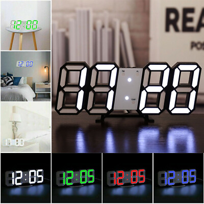 #ad Digital 3D LED Wall Desk Clock Digital Alarm Big Digits Auto Brightness USB $13.49