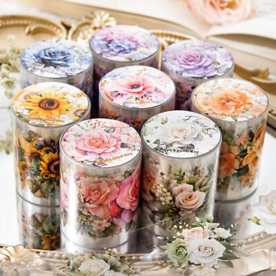 #ad Blooms Plants Adhesive PET Tape Scrapbooking DIY Journals Diary Album Stickers $8.89