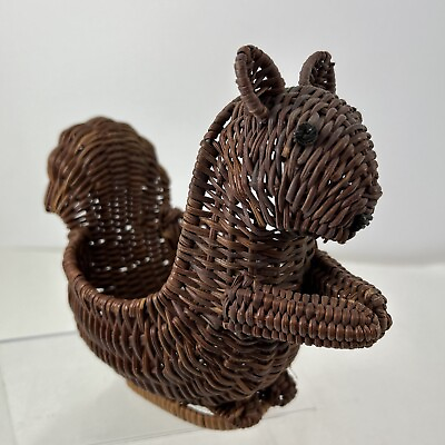 #ad Brown Squirrel Woven Rattan Wicker 7quot; Basket $12.77
