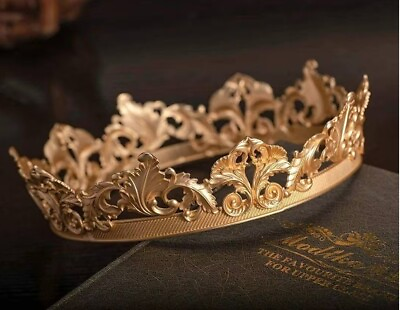 #ad Gold Vintage Crown Hair Jewelry Royal King Crown Men Metal Prom Party Gift $29.99