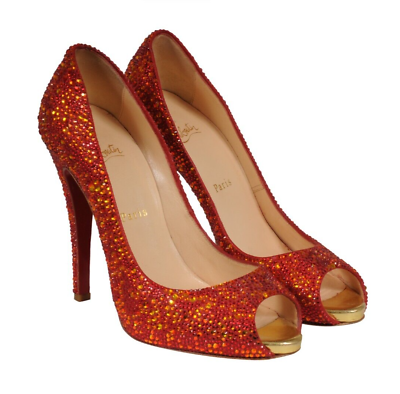 #ad Christian Louboutin Womens Strass Lady Claude 120 Pumps US 8 EU 38 Red Crystal $1464.15