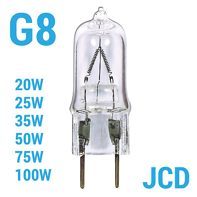 #ad G8 2 Pin Bi Pin 120V Clear T4 JCD Type Dimmable Bulb 20W 25W 35W 50W 75W 100W $4.20