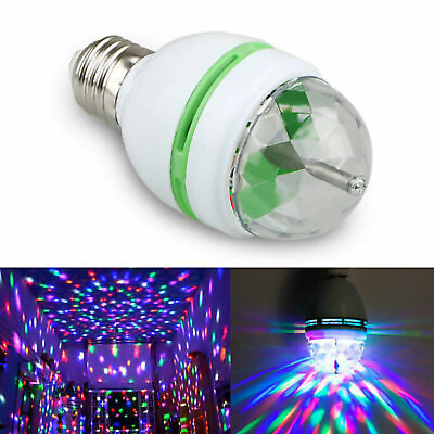 #ad E27 RGB Crystal Ball Auto Rotating LED Stage Light Bulb Disco Party Bulb Lamp 3W $6.69