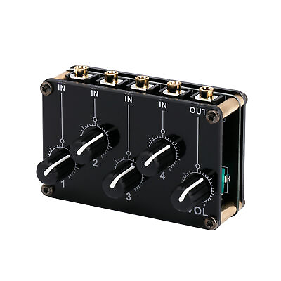 Mini Stereo 4 in 1 out Aux Audio Passive Mixer 3.5mm Line Levels Control S9N9 $16.59