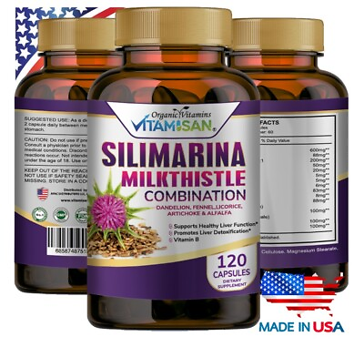 #ad USA Made Liver detox Support Supplement MILK Thistle Silymarin detox repa $15.10