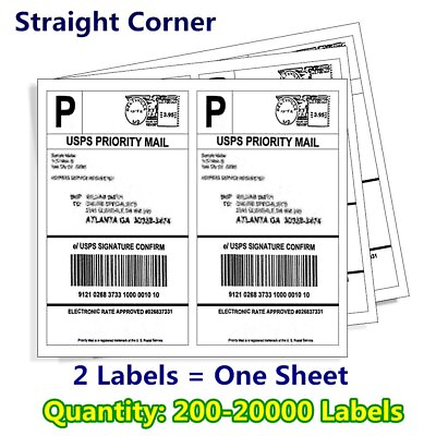 #ad 200 20000 8.5x5.5 Shipping Mailing Labels Half Sheet Self Adhesive for Laser ink $623.10