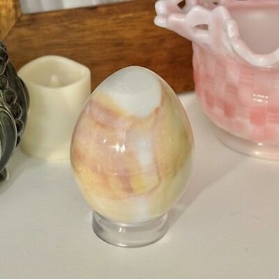 #ad pastel polychrome jasper polished crystal egg 💗 pink white amp; yellow $55.00