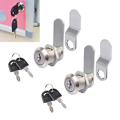 #ad 2 Set Cam Locks Keyed Alike Secure Storage Locks Drawer Cabinet Mailbox 4 Keys $8.59
