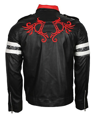 #ad Alex Mercer Prototype Gaming Red Dragon Biker Style Black Genuine Leather Jacket C $159.99