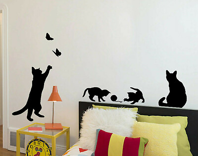 #ad Cat Wall Decals Animal Stickers Cats Kitten Decal Kids Boy Girl Sticker $14.99